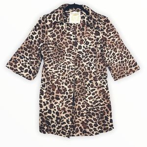 NWT Y2K Vintage Leopard Driving Trench Coat Size Small